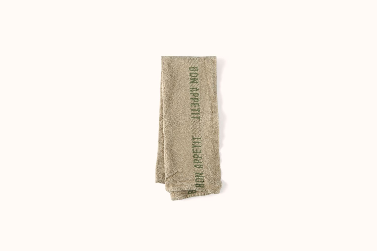 CHARVET NATURAL AND KHAKI BON APPETIT LINEN KITCHEN TOWEL