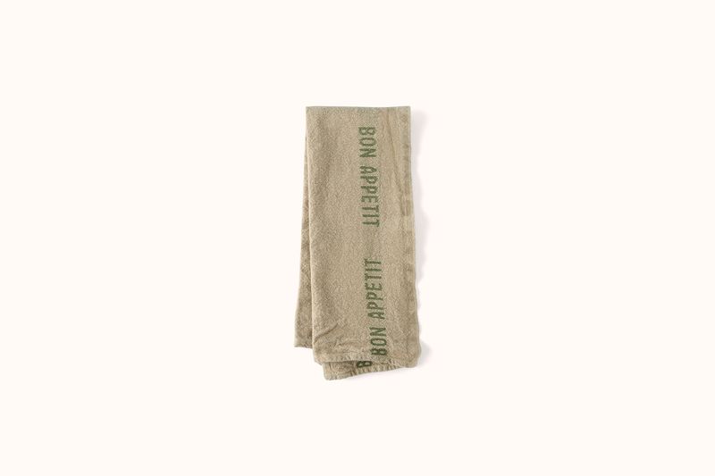 CHARVET NATURAL AND KHAKI BON APPETIT LINEN KITCHEN TOWEL