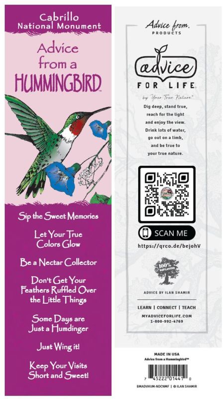 CABRILLO NATIONAL MONUMENT HUMMINGBIRD BOOKMARK