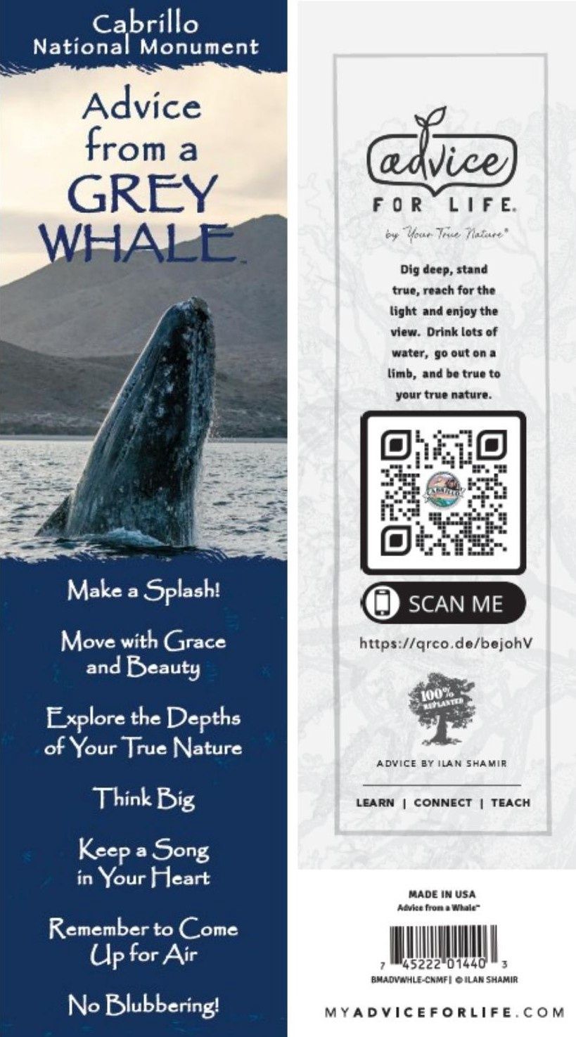 CABRILLO NATIONAL MONUMENT WHALE BOOKMARK