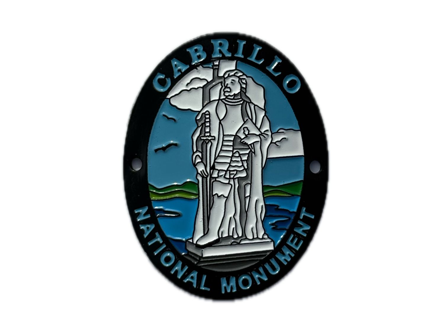 STATUE BLUE WALKING STICK MEDALLION