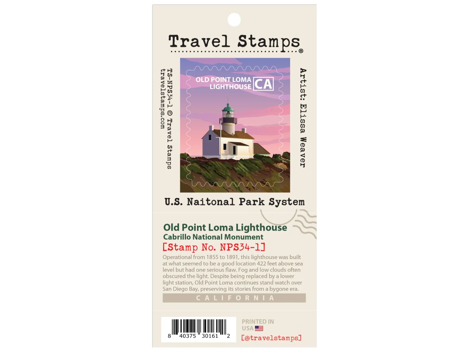 TRAVEL STAMP CNM OLD POINT LOMA LIGHTHOUSE