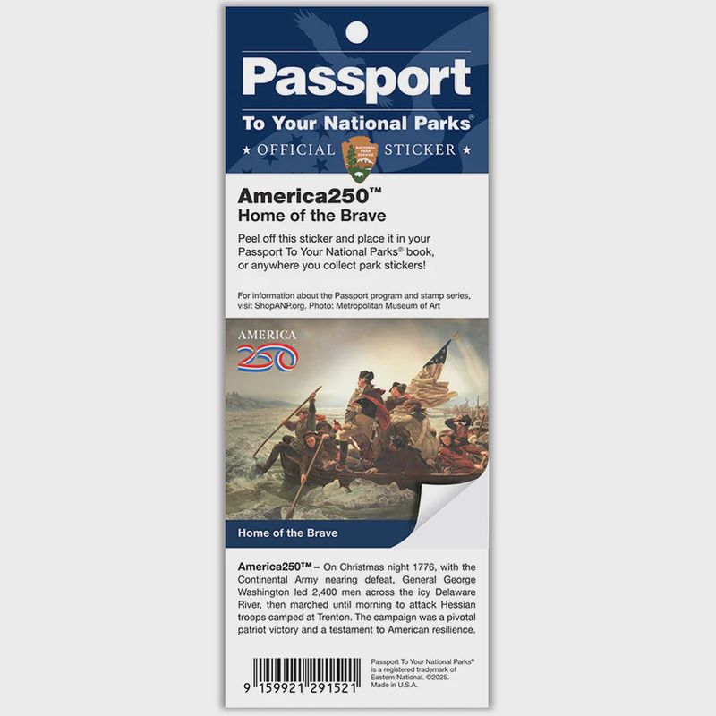 AMERICA250 HOME OF THE BRAVE PASSPORT STICKER