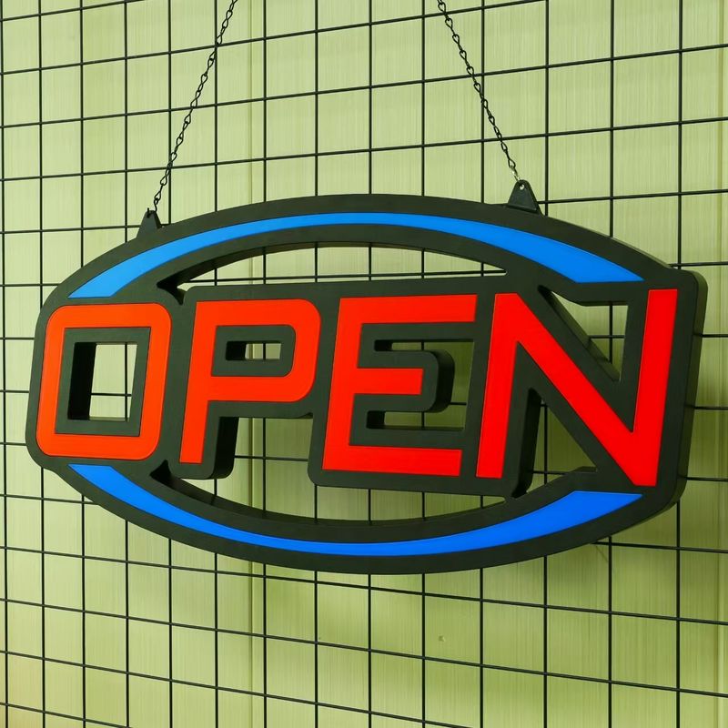 LED Open Sign /Red and Blue LED/ Black Frame