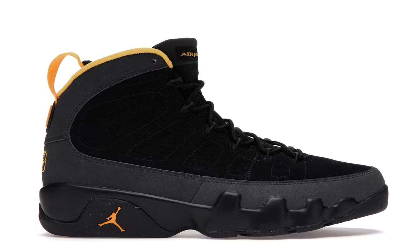 Jordan 9 Dark Charcoal University Gold