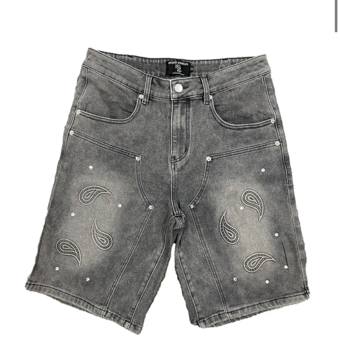 Mixed Emotions Paisley Denim Black Shorts