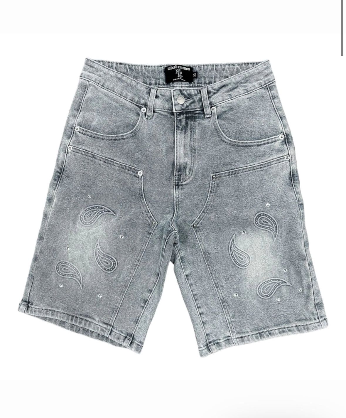 Mixed Emotion Paisley Denim Blue Shorts