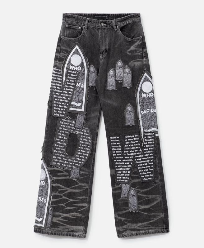 Who Decides War MOTIF Patched Denim