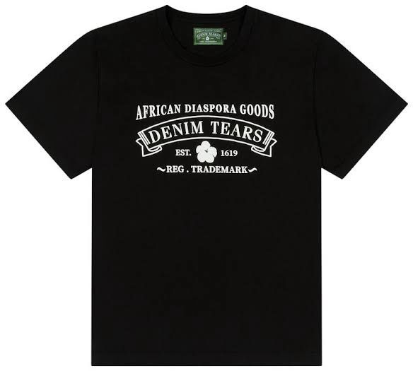 Denim Tears ADG Black Tee White Wreathe Logo