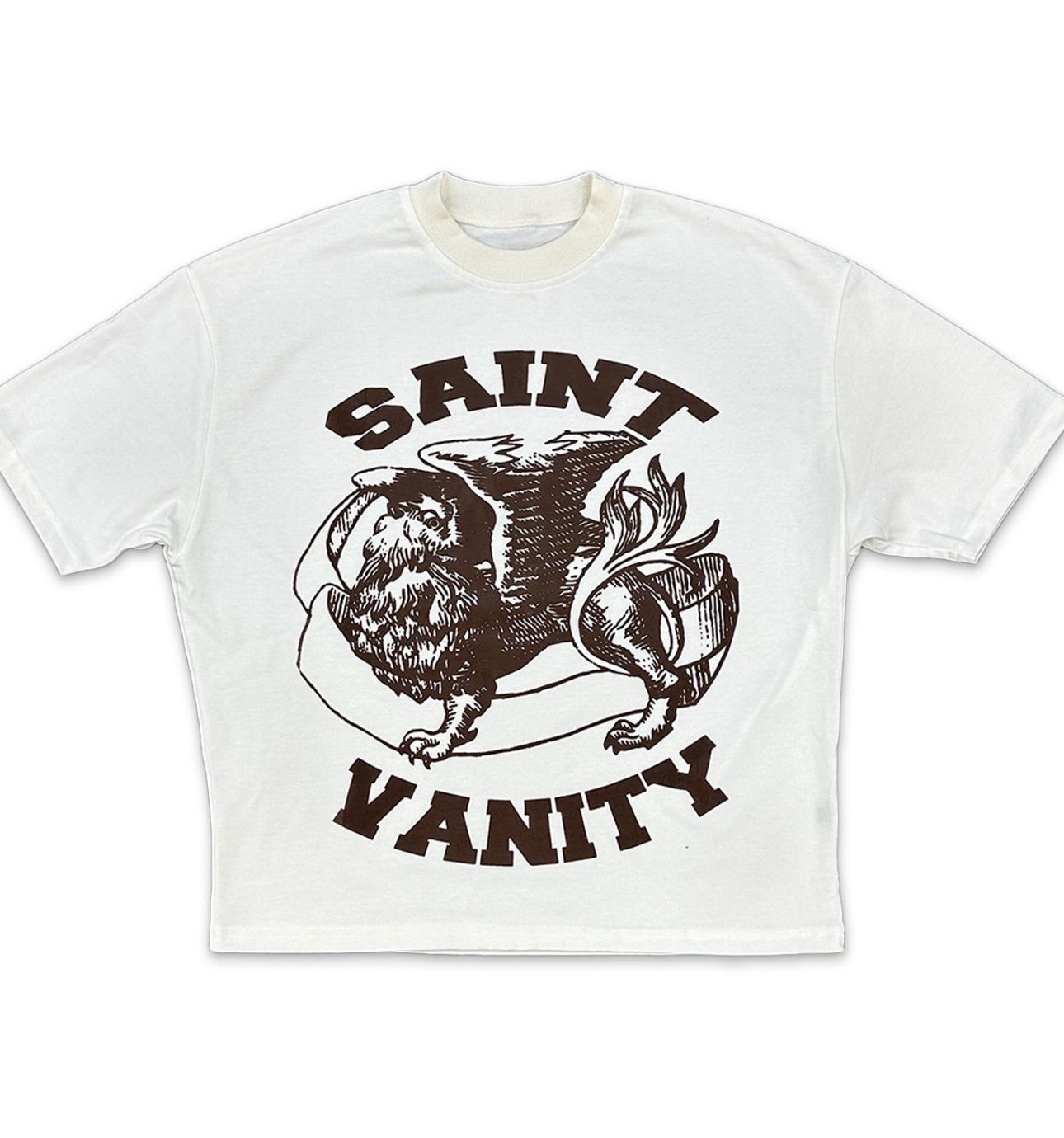 Saint Vanity Griffin Tee White Brown Logo