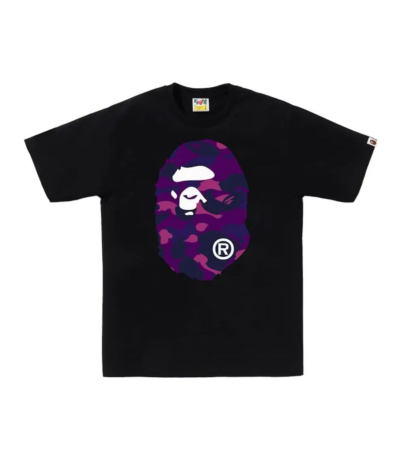 BAPE Camo Purple Bighead Ape Tee Black