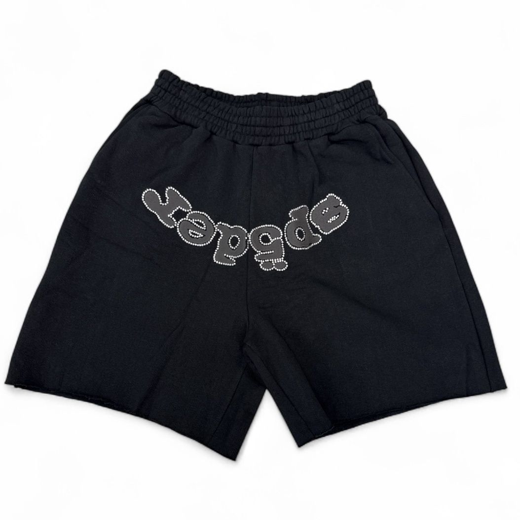 Sp5der Rhinestone Black Shorts