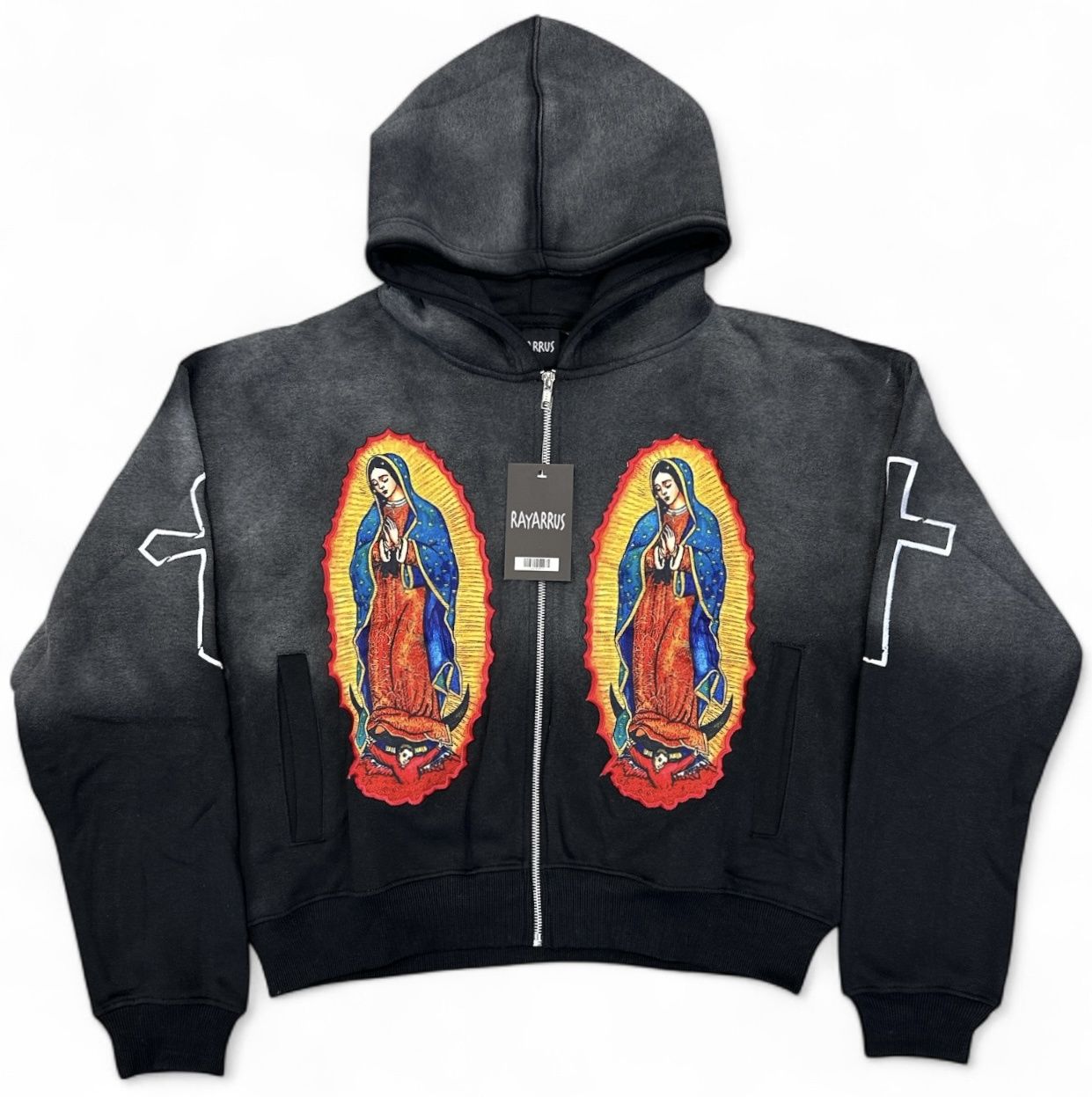 Rayarrus Virgin Mary Zip Ups Black