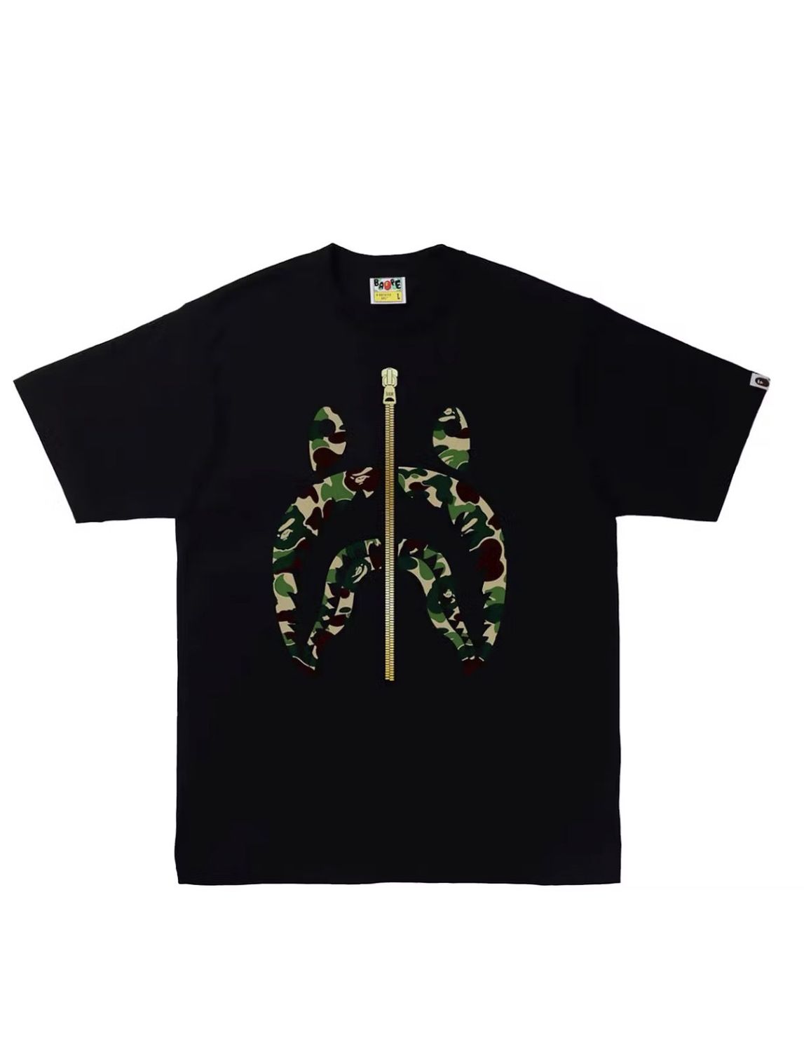 BAPE ABC Camo Gold Zip Shark Tee Black