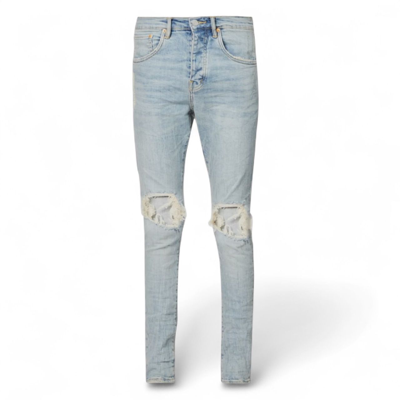 Purple Brand Light Indigo Blowout Ripped Knee