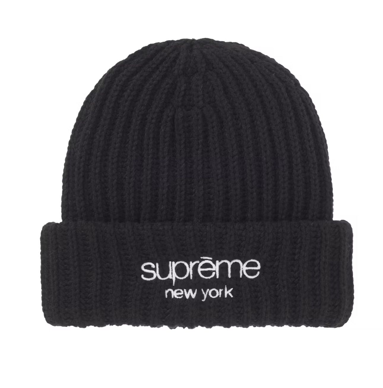 Supreme Classic Logo Chunky Ribbed Beanie “Black”