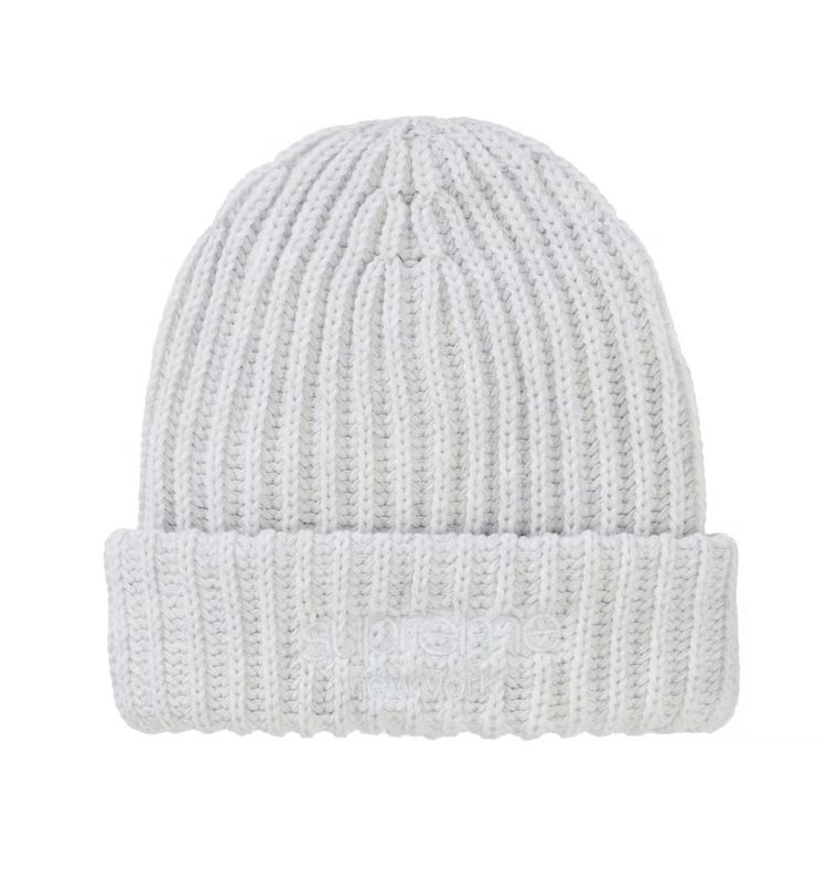 Supreme Classic Logo Chunky Ribbed Beanie “White”