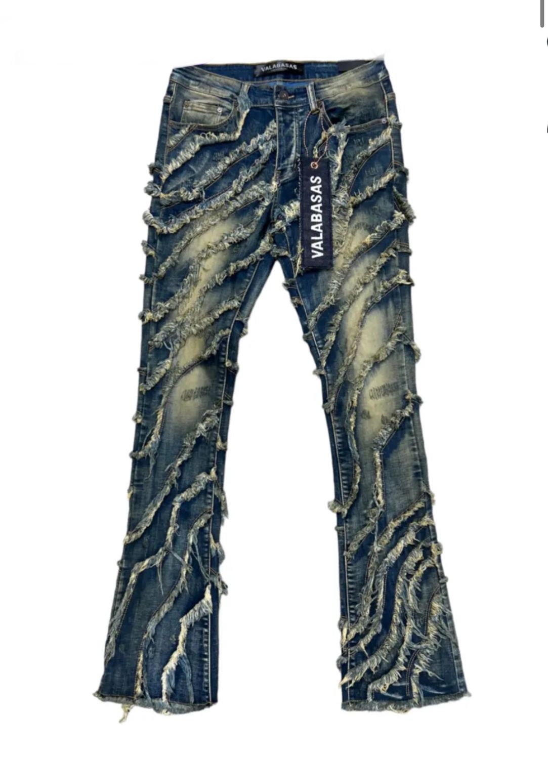 Valabasas Grit Tan Blue Stacked Flare Jean