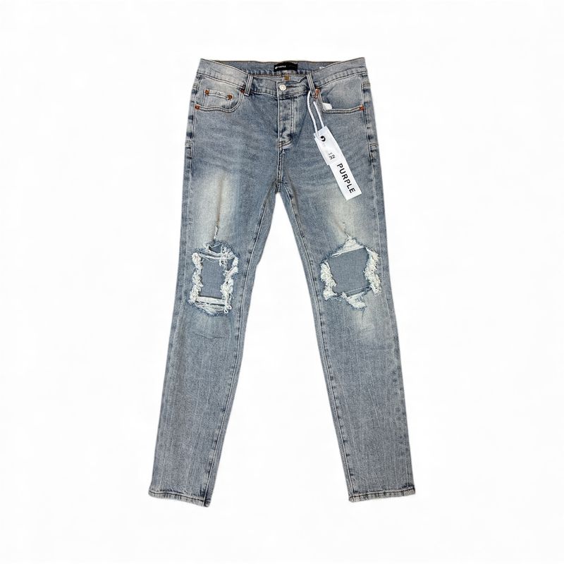 Purple Brand Light Indigo Blowout Ripped Knee Jeans