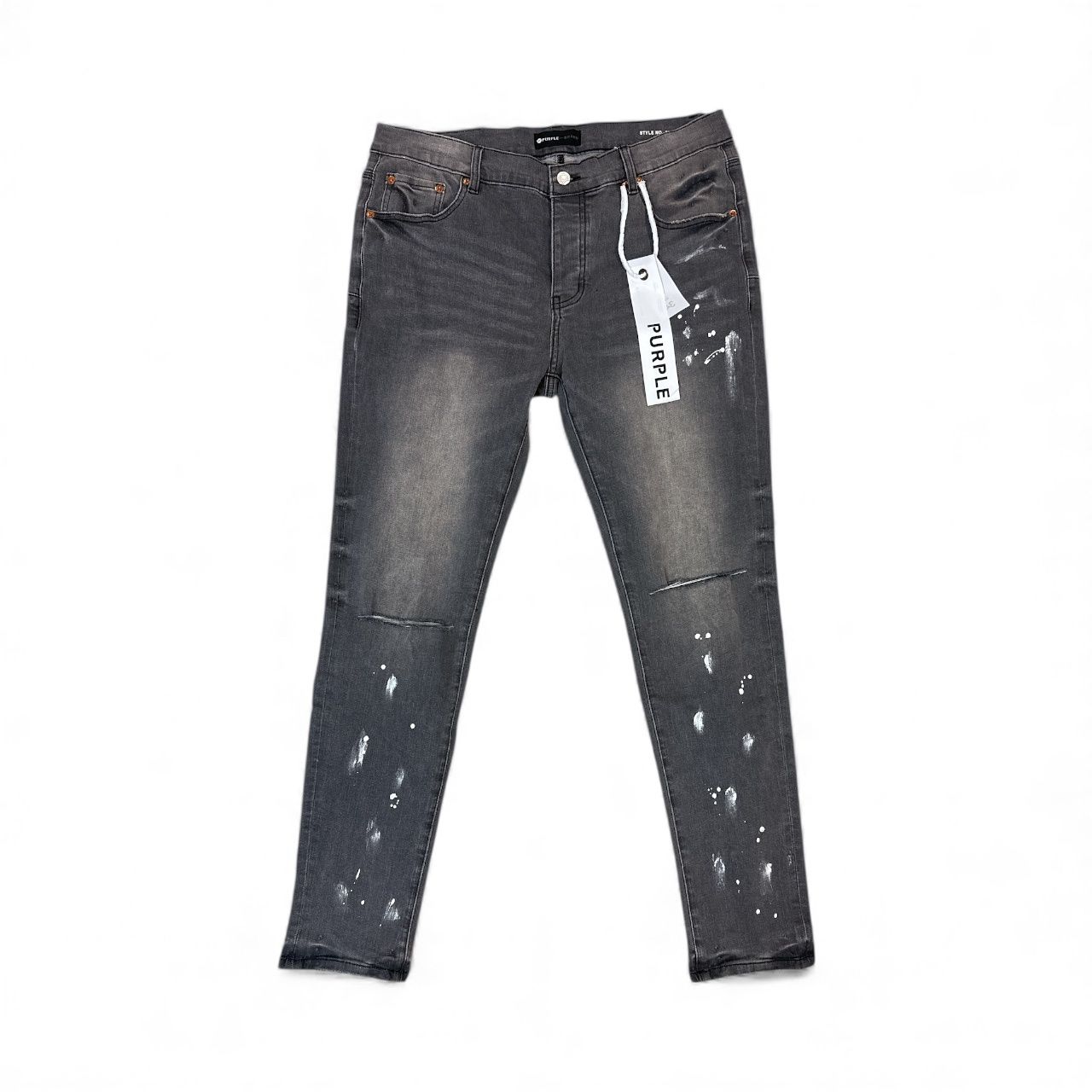 Purple Brand Washed Grey Knee Slit Jeans