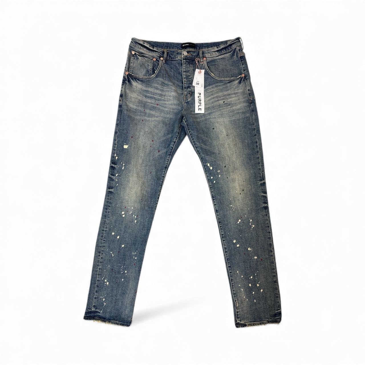 Purple Brand Mid Rise Slim Fit Spotted Indigo Jeans