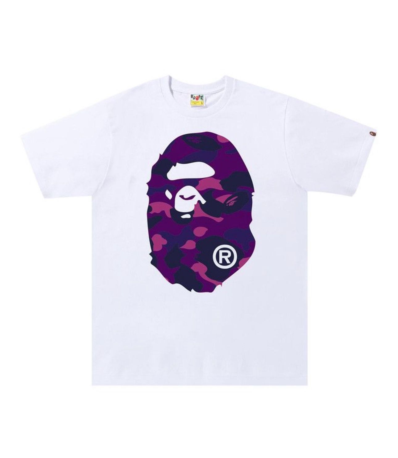BAPE Camo Purple Bighead Ape Tee White