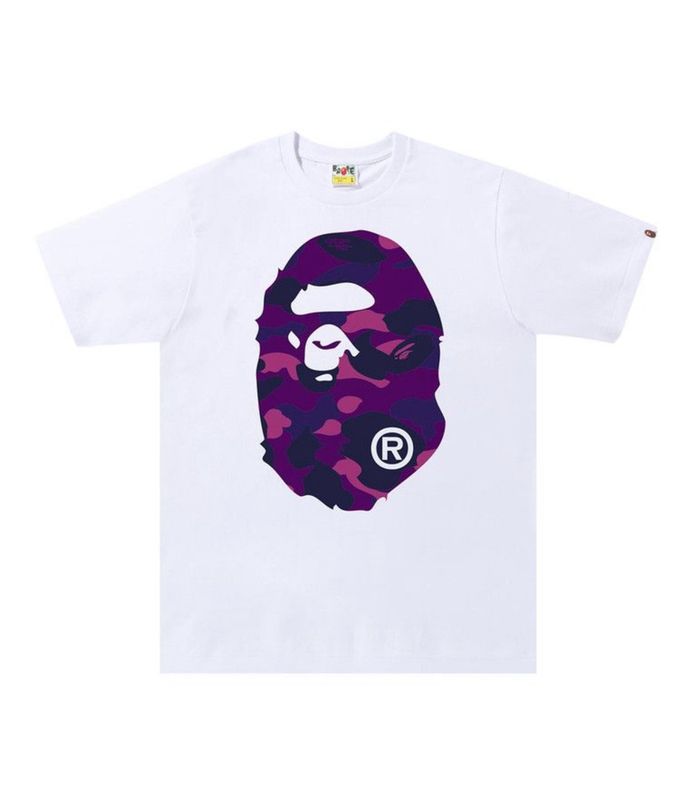 BAPE Camo Purple Bighead Ape Tee White
