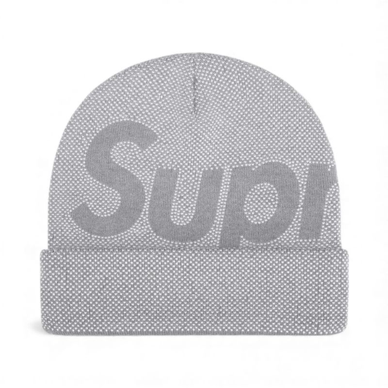 Supreme Studded Knockout Big Logo Beanie Grey