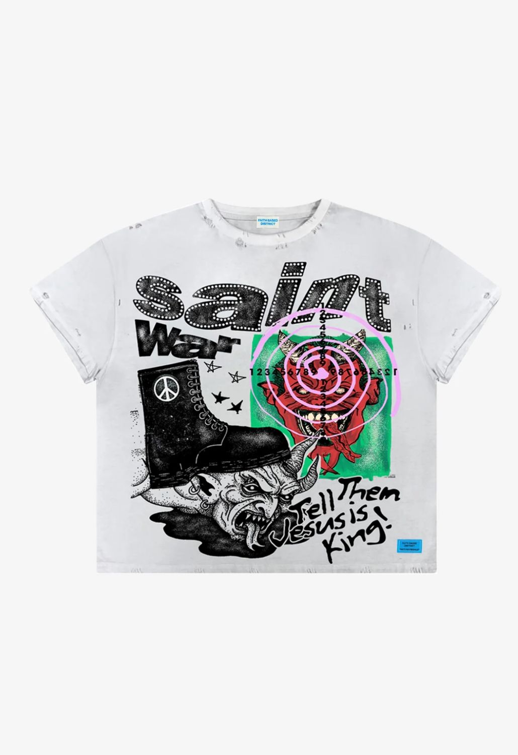 Faith Based District White Saint War Tee