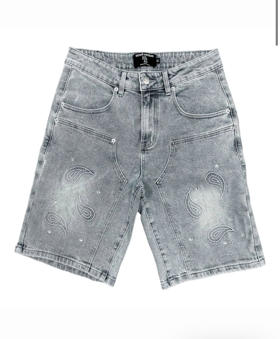 Mixed Emotion Paisley Denim Blue Shorts