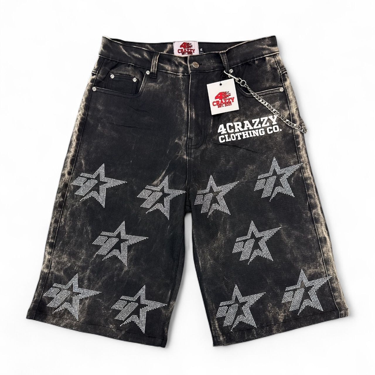 4th Quarter Crazzy RhineStone Jean Shorts