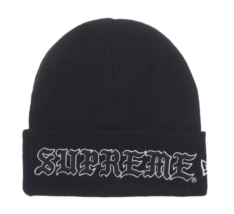 Supreme New Era Old English Beanie Black