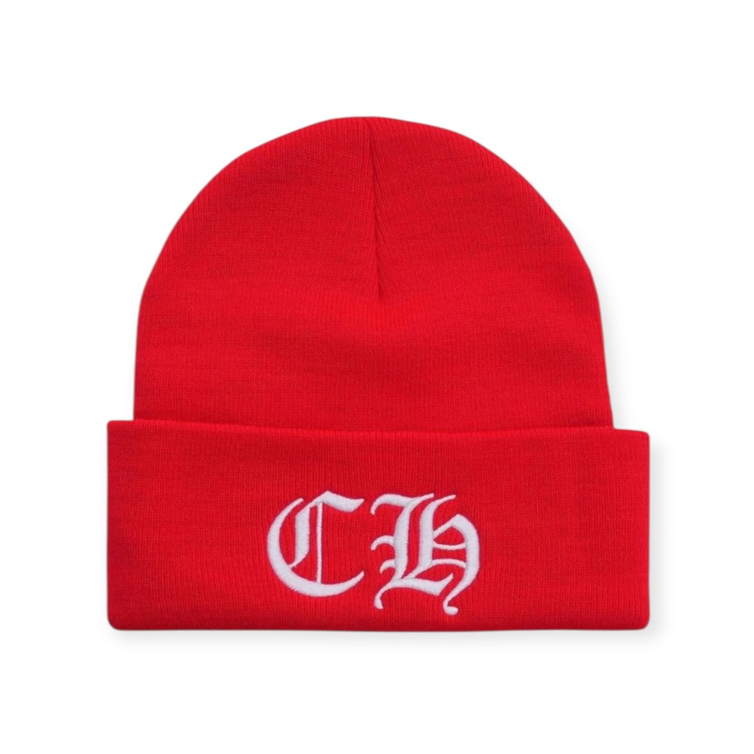 Chrome Hearts Embroidered CH Logo Beanie Red White