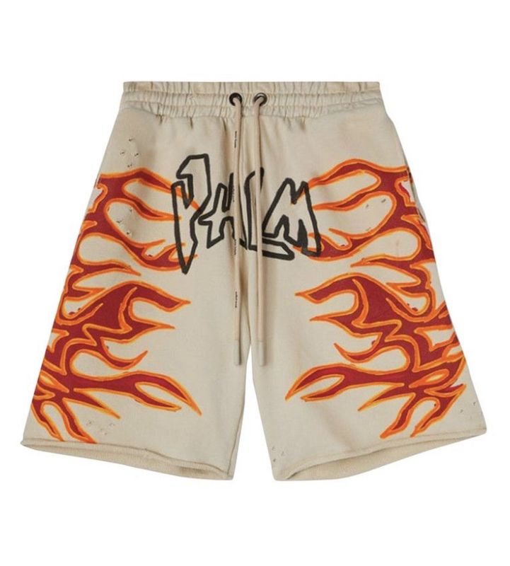 Palm Angels GD Grafitti Flames Sweatshorts Off White