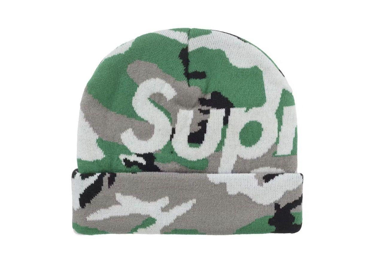 Supreme Camo Big Logo Beanie Green
