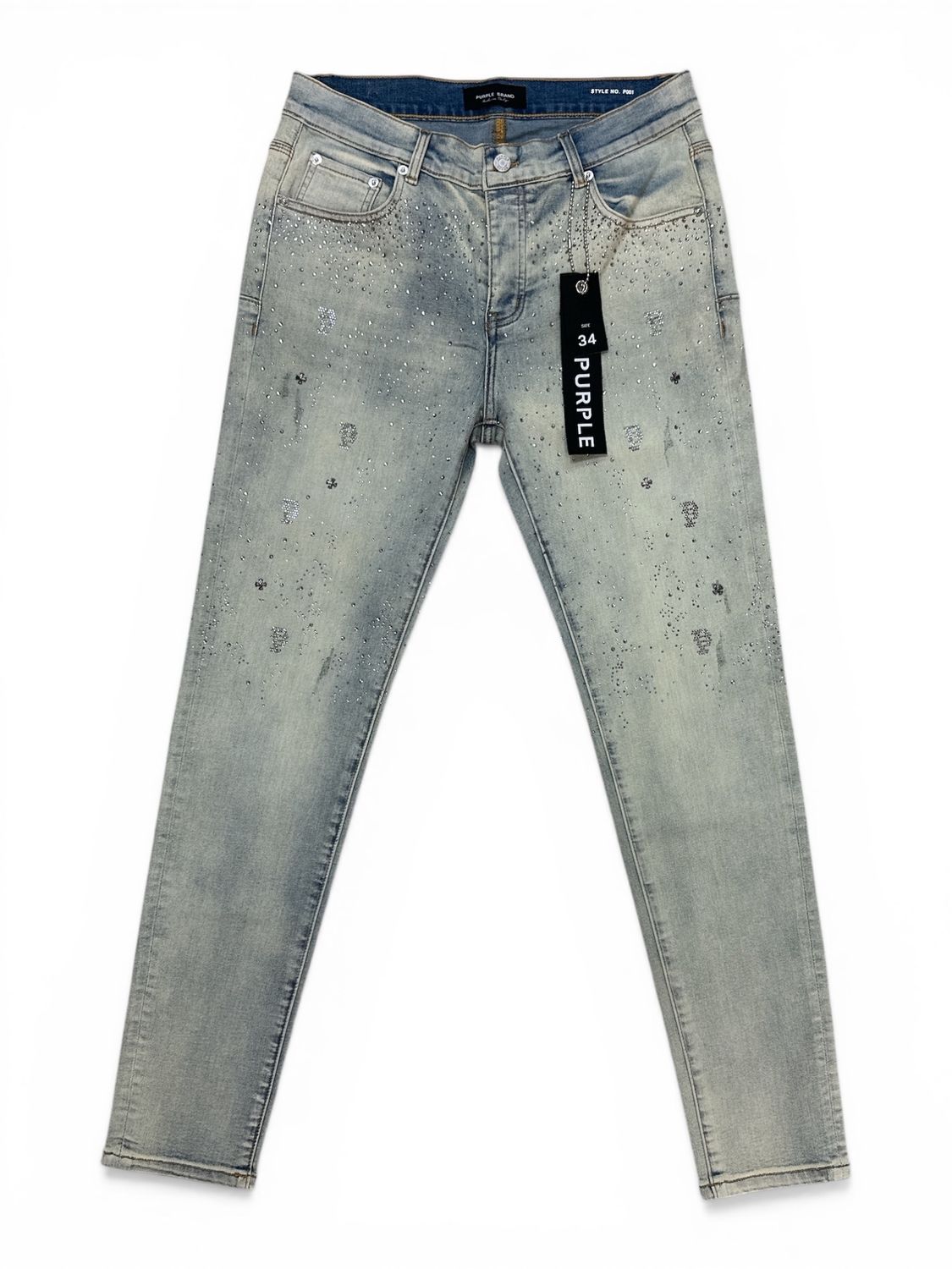Purple Brand Cream Washed Bling Jeans