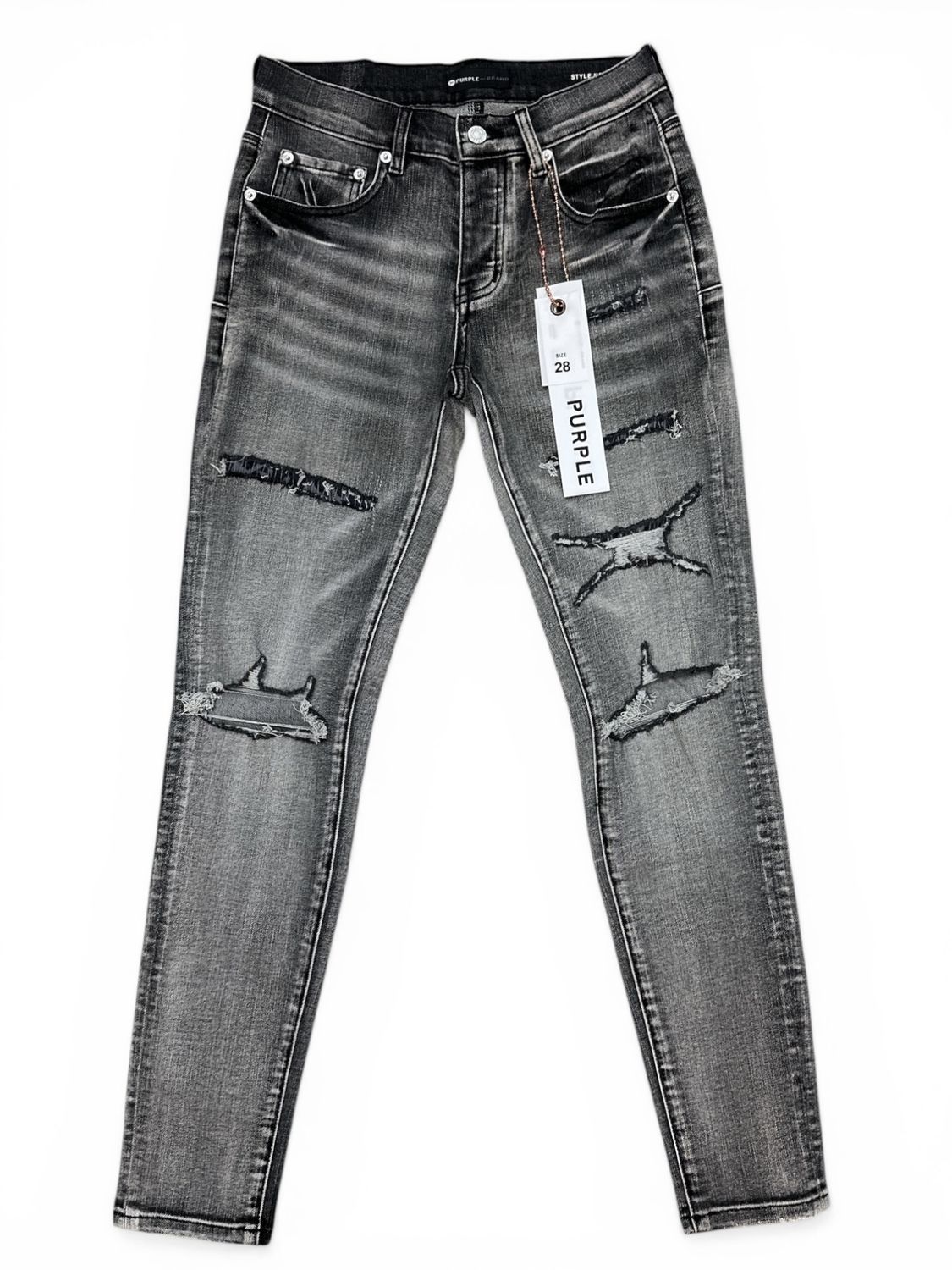 Purple Brand Grey Wash Repair Jeans