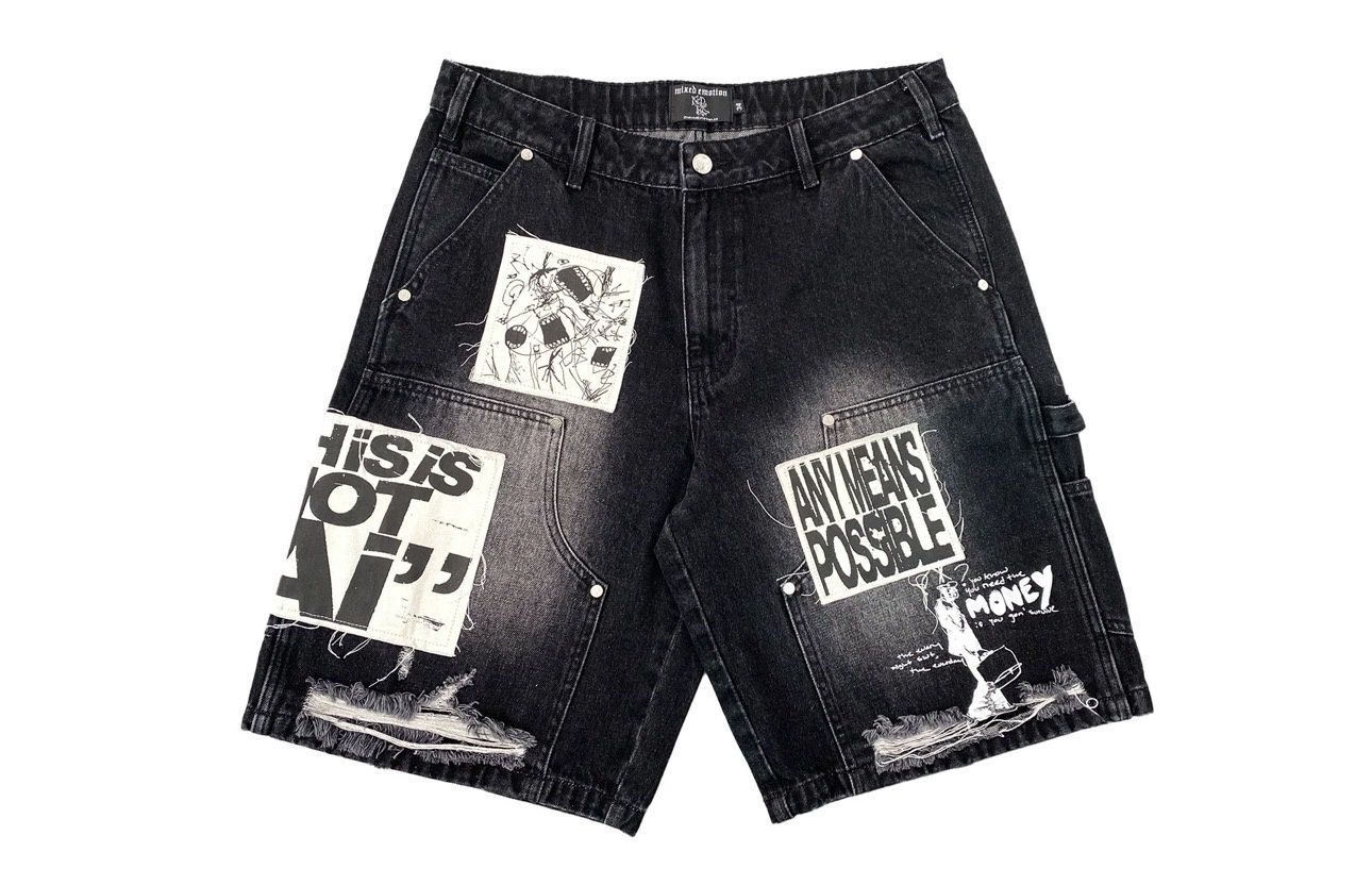 Mixed Emotion AI Denim Shorts Black