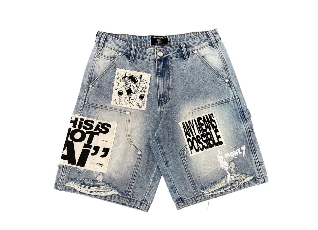 Mixed Emotion AI Denim Shorts Blue