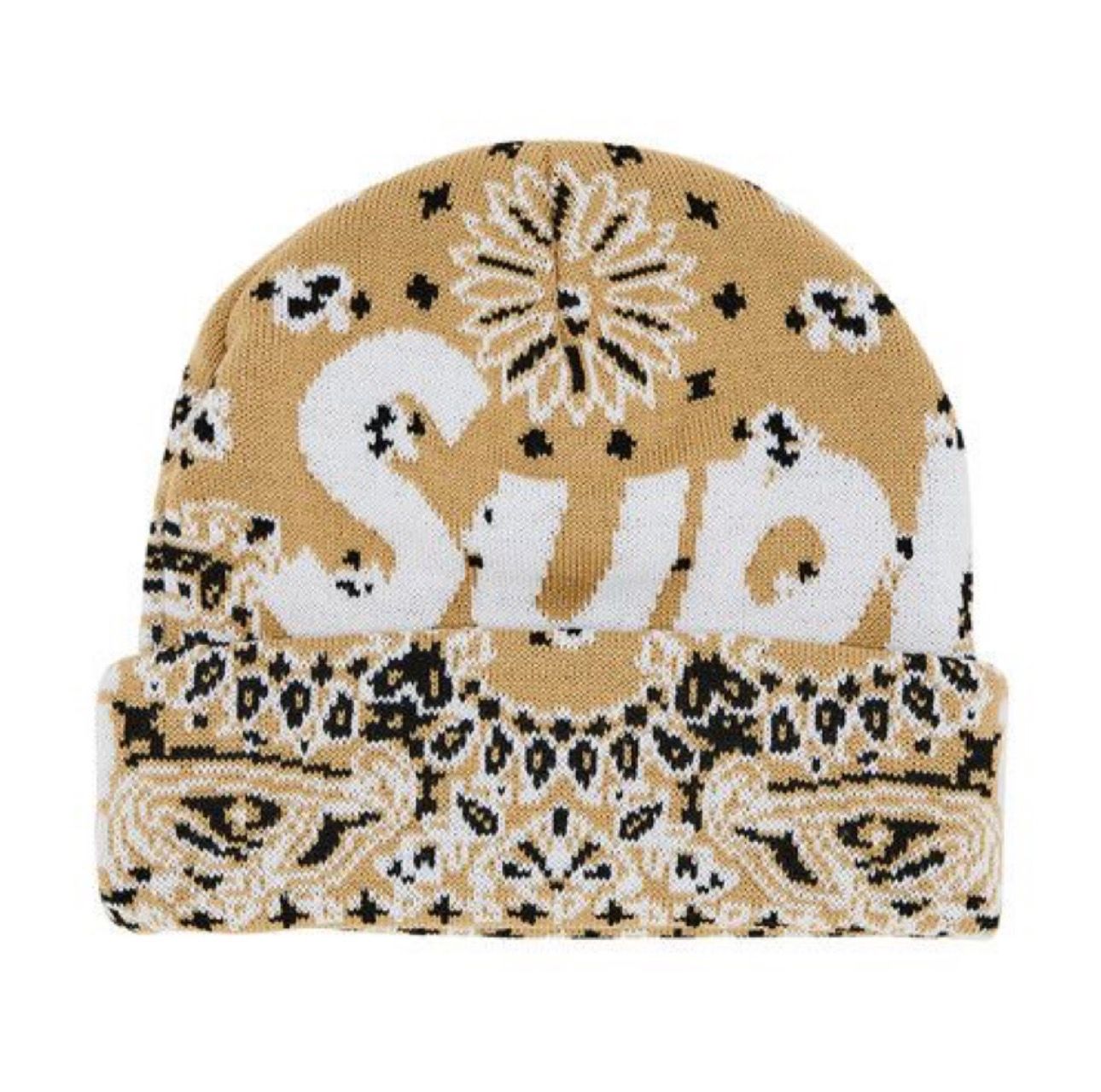 Supreme Bandana Big Logo Beanie (Tan)
