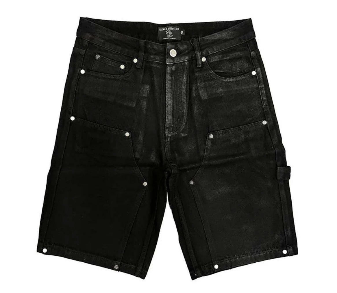 Mixed Emotions Worker Wax Shorts Black