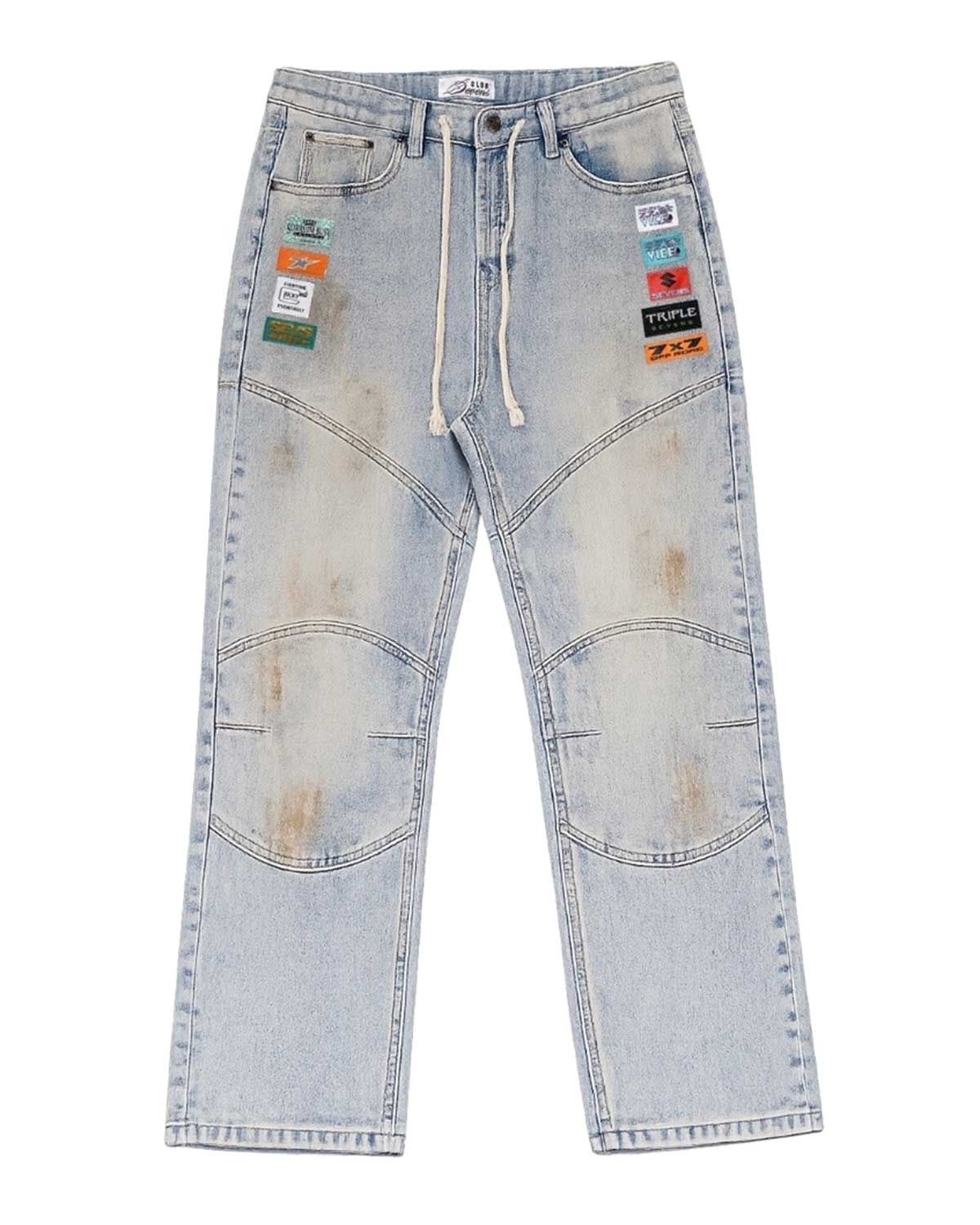 Triple Seven Moto Denim Pants Blue