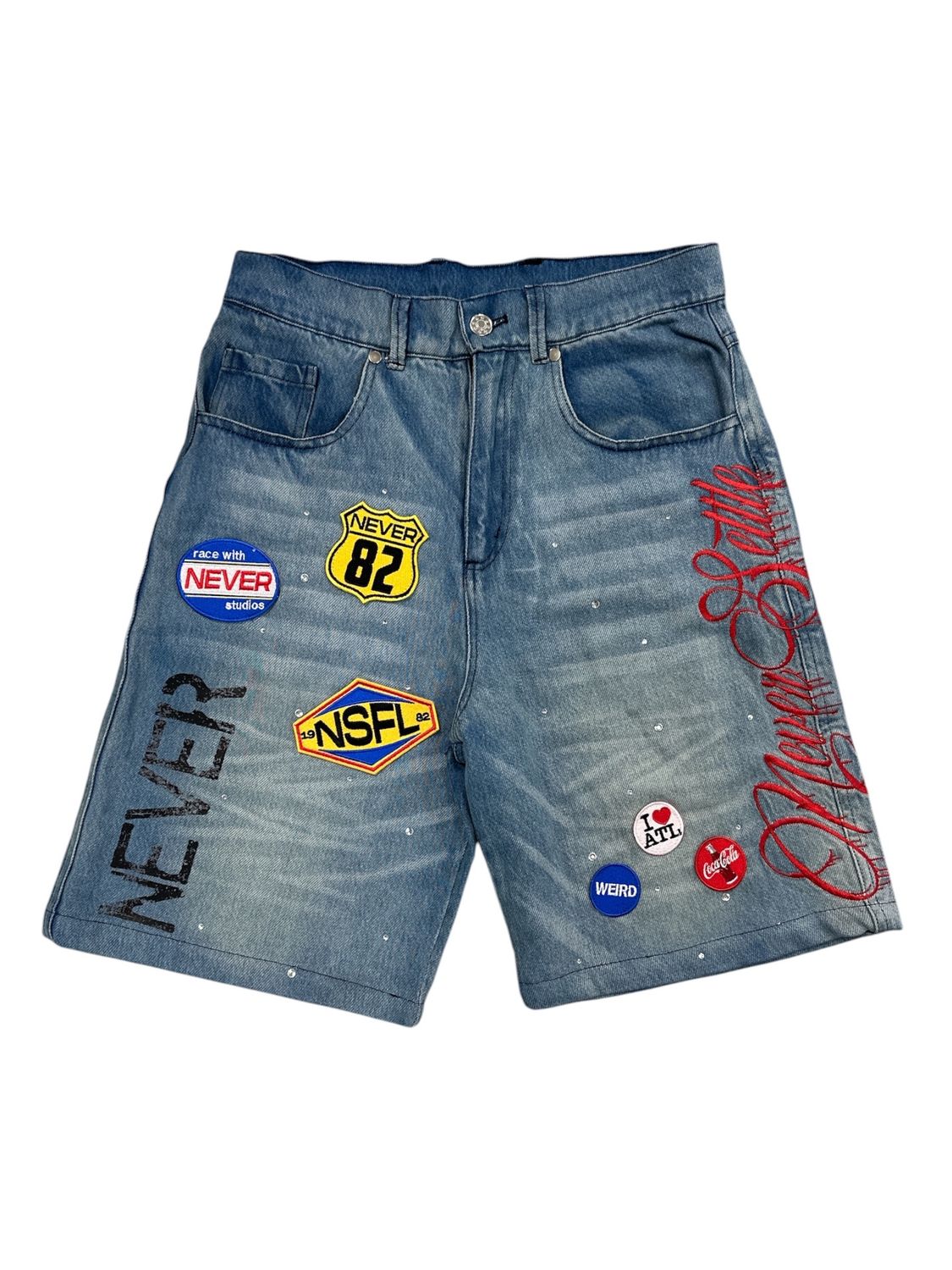 Blue NSFL Never Settle Jorts