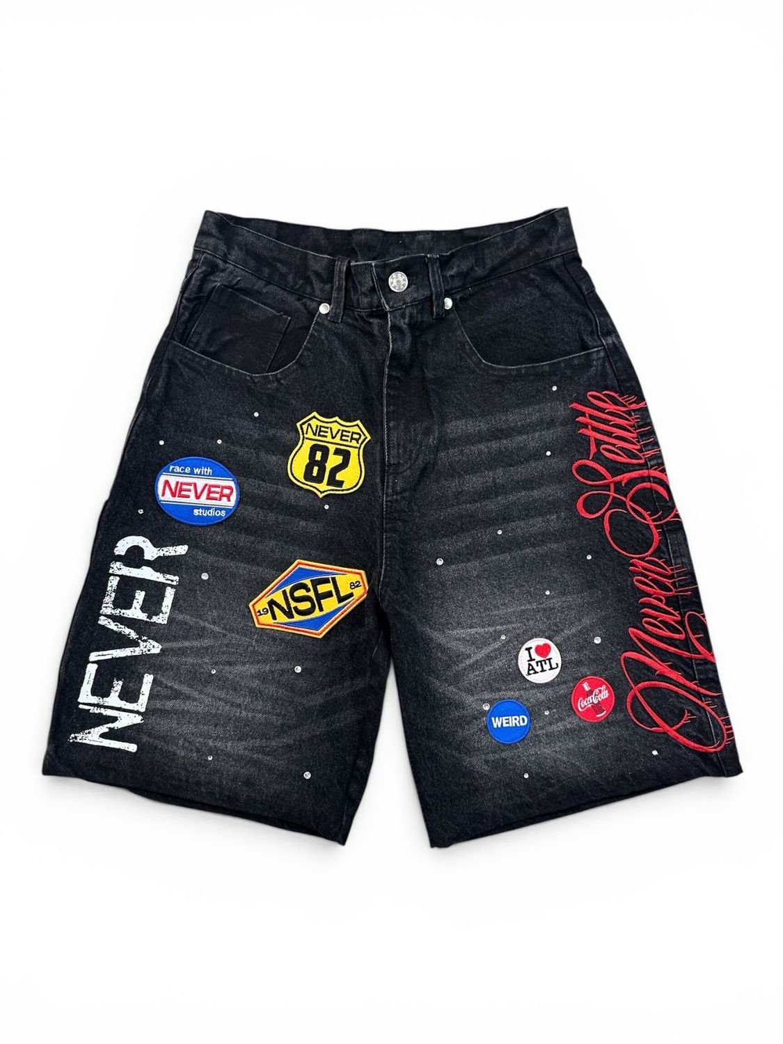 Black NSFL Never Settle Jorts