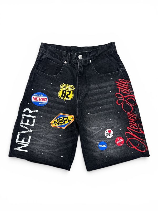 Black NSFL Never Settle Jorts