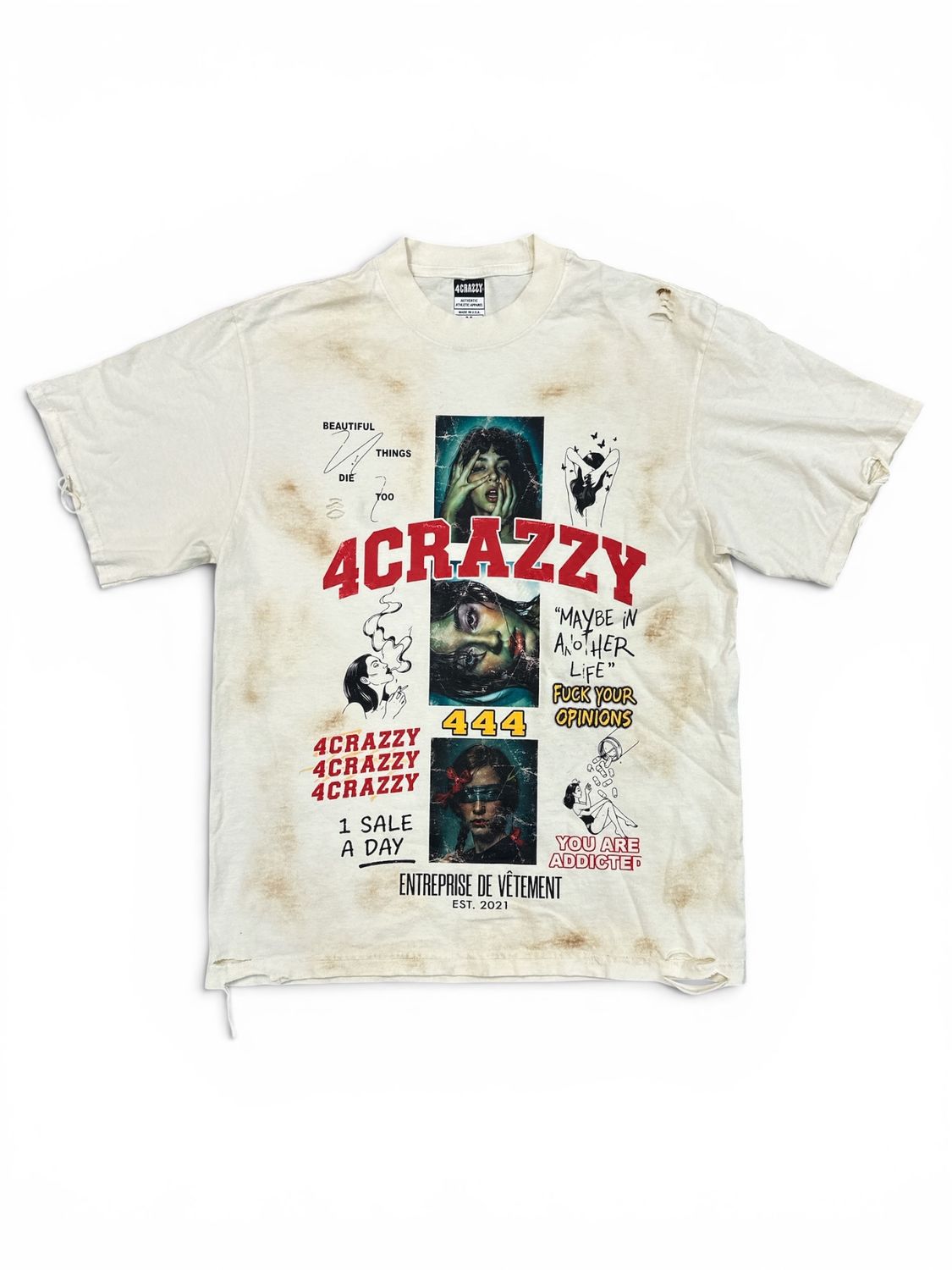 4Crazzy Beautiful  Things Tee Creme