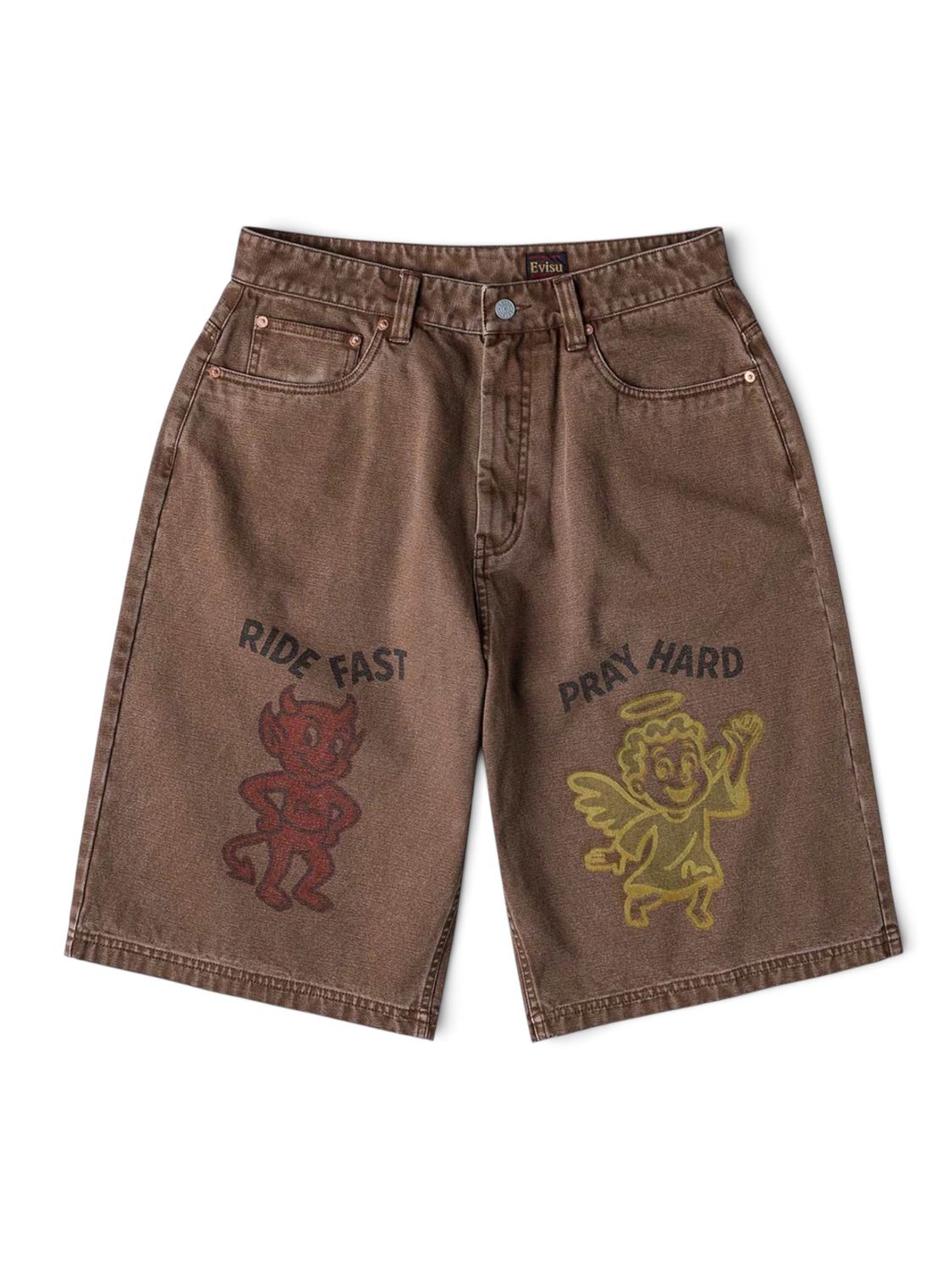 Evisu Washed Wide Wale Shorts