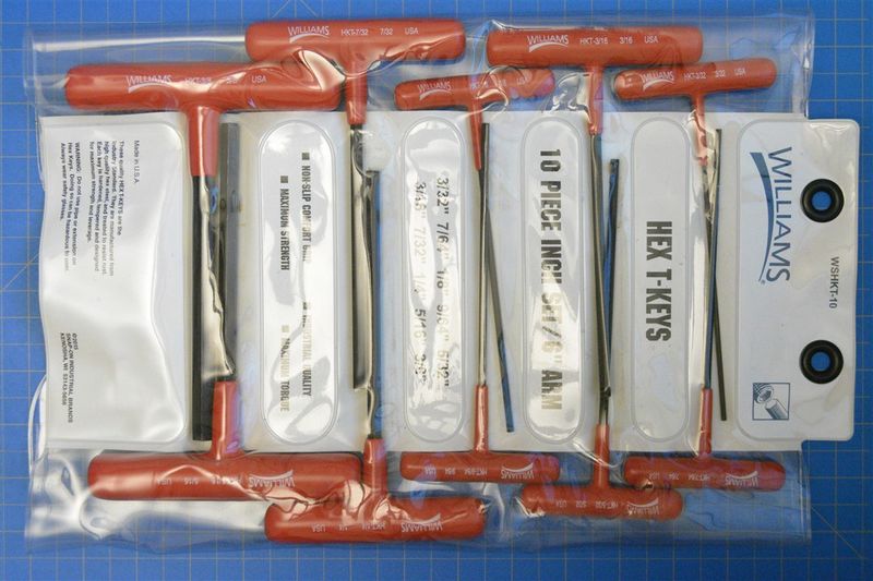 T-Handle Hex Drivers, 10-Piece Set, SAE — Williams Industrial Tools (JHWWSHKT-10)