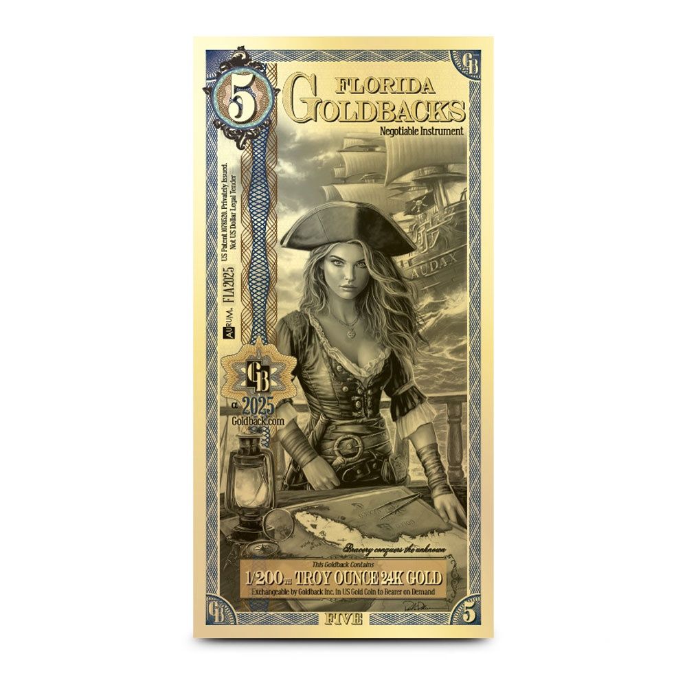 5 Florida Goldback — 1/200 Troy Ounce of 24K Gold