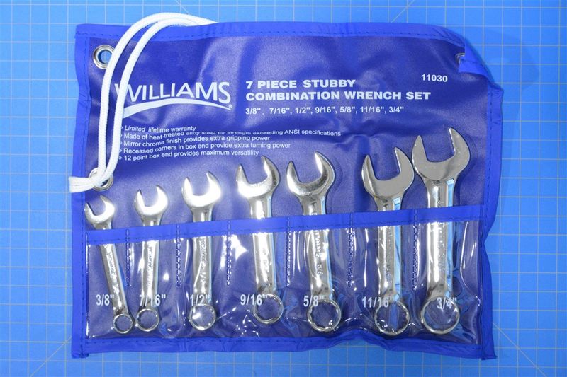 High-Polish Chrome Finish Wrench Set, 7-Piece, 3/8&quot;–3/4&quot; — Williams Industrial Tools (JHW11030)